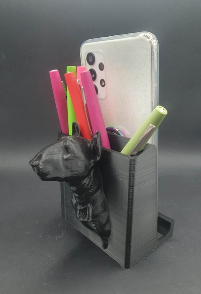 touro terrier phone suporte casa telefone cão 3d print model - Mito3D