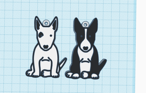 Boğa teriyer köpek yavrusu anahtarlık anahtar yüzük 2x 3d print model - Mito3D