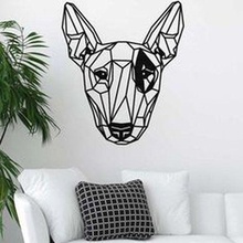 Stier Terrier Mauer Hund Tiere Haus schmücken Innen Räume minimalistisch geometrisch niedrig poly 3d print model - Mito3D