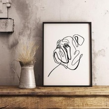 bulldog art animal minimal wallart oneline 2d 3d print model - Mito3D