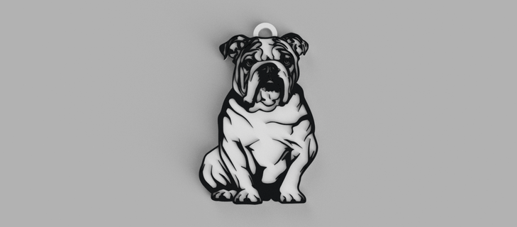 bulldog dog key ring - pendant earring 3d print model - Mito3D