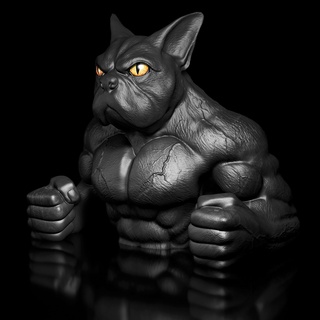 Bulldogge Bulldozer bust stl 3d drucken Datei high Polygon queer polygon Büste Kunst Skulptur Phantasie Hund qu3d Drucken 3d print model - Mito3D