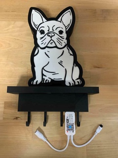 buldog francés lámpara llave soporte llavero lámpara perro buldog decoración 3d print model - Mito3D