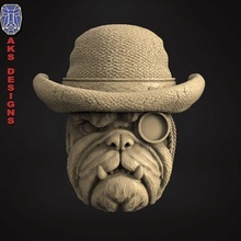 bulldog gentlemen version 1 bas relief art cnc 3d print model - Mito3D