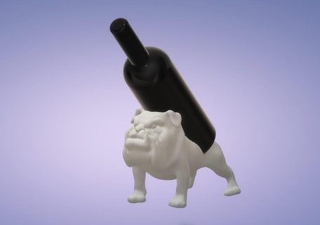 bulldog holder bottle support wine dog animal even ender 3 door groot alcohol gift fiesta deco nice fun kitchen 3d print model - Mito3D