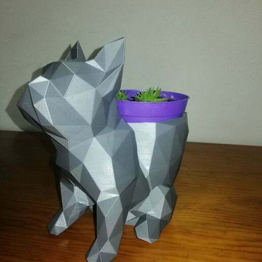 Bulldogge lowpol Vase Tier Zuhause Haus Dekoration 3D print model - Mito3D