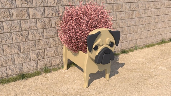 buldog maceta perro flor diseño perrito almacenamiento 3d Arte juguete animal regalo 3d print model - Mito3D