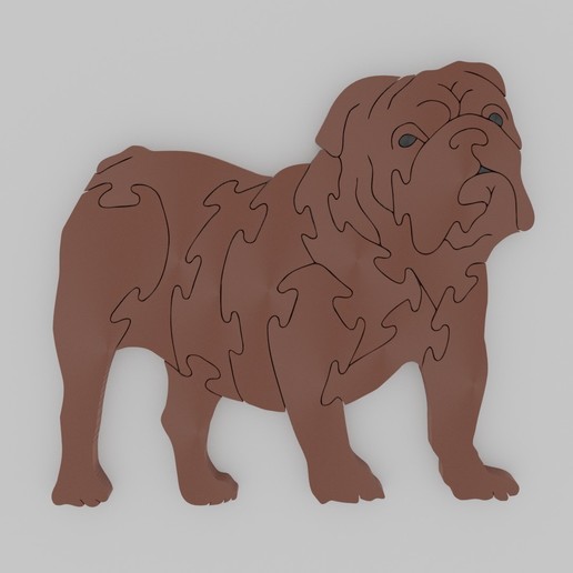 bulldog puzzle animal toy jigsaw 3D print model - Mito3D