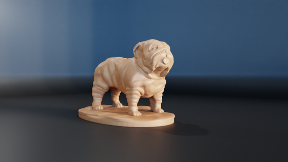 bulldog in piedi stl arte cane animale giocattolo miniatura tavolo memoriale domestico scultura 3d print model - Mito3D
