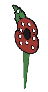 bullet pixel lighted remembrance poppy - voluntary donation suggested light 3d print model - Mito3D