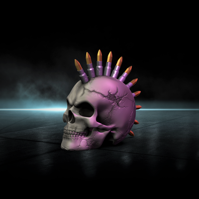 bala cráneo punk viral bonito acción muerte 3d print model - Mito3D