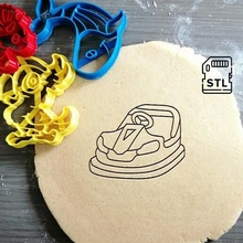 bumper car dodgem cookie cutter bake cookies speculoos fair fun baking dough shape kitchen 3d print model - Mito3D