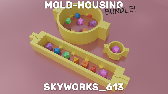 paquet mold housing dé 3 pièces dit fabrication maîtrise moule dnd donjon dragons table planche Jeux 3d print model - Mito3D