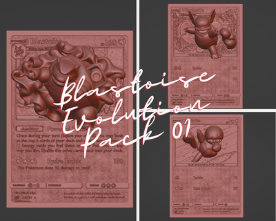 haz pokemon blastoise paquete 01 4d tarjeta personalizado verruga 3d impresora chorro 3d print model - Mito3D