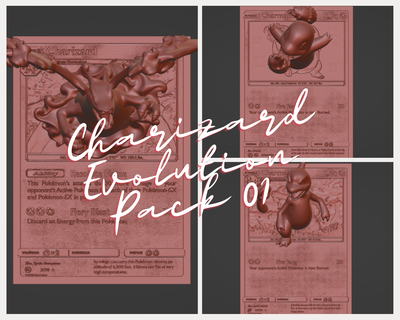 paquet Pokémon charizard pack 01 4d carte Douane charmeleon 3d imprimante 3d print model - Mito3D