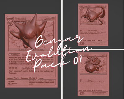 agrupar Pokémon Gengar pacote 01 4d cartão personalizadas gastamente assombração 3d impressora 3d print model - Mito3D