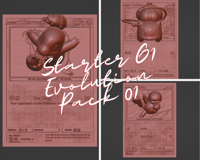 paquet Pokémon entrée gen 01 pack 4d carte Douane Jeu charmander 3d imprimante bulbasaur gicler 3d print model - Mito3D