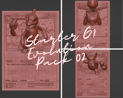 paquet Pokémon entrée gen 01 pack 02 4d carte Douane Jeu wartortle 3d imprimante ivysaur charmeleon 3d print model - Mito3D