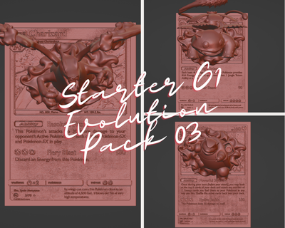 agrupar Pokémon iniciante gen 01 pacote 03 4d cartão personalizadas jogos Charizard blastoise venusaur 3d impressora 3d print model - Mito3D