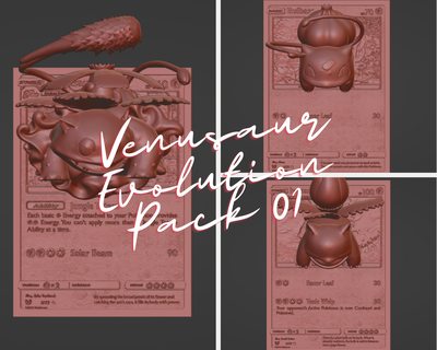 bundle pokemon venusaur pack 01 4d card custom bulbasaur 3d printer ivysaur 3d print model - Mito3D