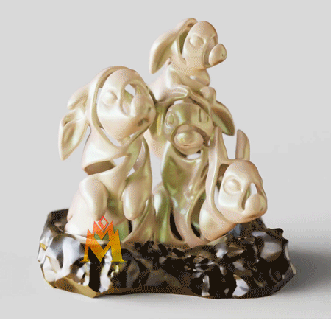 conejitos familia Arte escultura 2023 año Conejo regalo v3 good suerte lunar conejito 兔年 recuerdo of lindo impresión modelo esculturas 3d print model - Mito3D