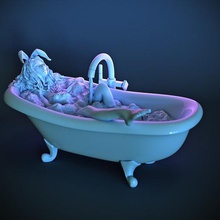 bunny-girl salma relaxing bath divided into parts art sculptures girl woman sexy figure figurine bunny byparts 3d print model - Mito3D