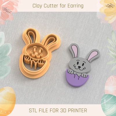 bunny an egg easter polymer clay cutters cutter tools earring busket rabbit 3d print model - Mito3D