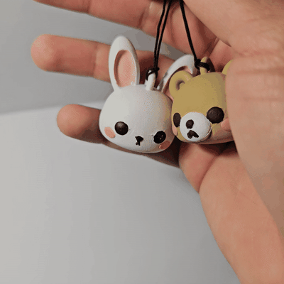 bunny bear keychains teddy art toy warrior adventurer rpg vinyl pop chibi keychain rabbit cute 3d print model - Mito3D