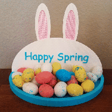 bunny bowl abbymath spring happy tray dish holiday cute fun kids seasonal march april may rabbit easter candy palette tinkercad 3d print model - Mito3D