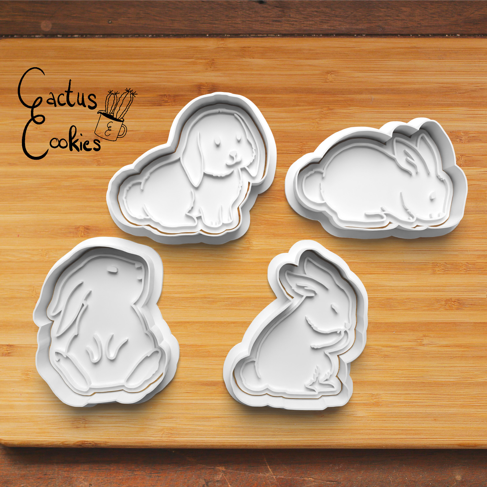 bunny cookie cutter set 0297 present gift love baking fondant clay anniversary birthday easter rabbit egg 3D print model - Mito3D