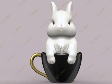 lapin tasse mignonne doux adorable cadeau décoration 3d print model - Mito3D