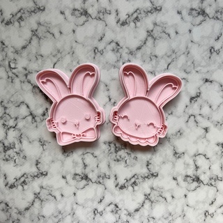 bunny cutter stamp - rabbith mundocortadores cookie cookies fondant art bakery icyng cutters easter happy 3d print model - Mito3D