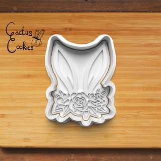 bunny ears cookie cutter 0322 present gift love baking fondant clay anniversary birthday easter rabbit egg blooming 3d print model - Mito3D