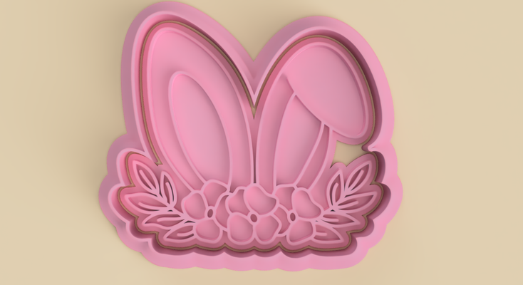 bunny ears cookie cutter floral home rabbit flowers animal easter cutting cookies holiday pastry holy thursday chocolate fondant shop eggs 3d print model - Mito3D