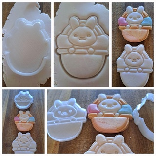 bunny easter eggs basket cutter plus stamp cookie cutters fondant stamps clay religious 3d print model - Mito3D
