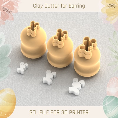 bunny easter mini clay cutter tools earring 3d print model - Mito3D