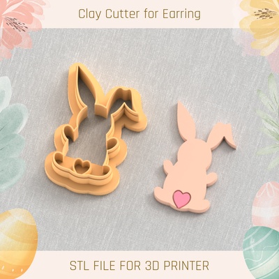 bunny easter polymer clay cutters cutter tools earring egg busket rabbit 3d print model - Mito3D