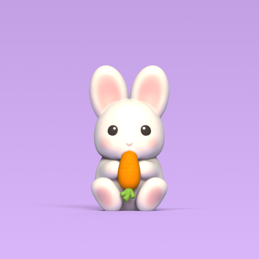 bunny eating carrot art cute sculpture animal toy miniatures fun tasty decorative play cartoon statue 3D print model - Mito3D