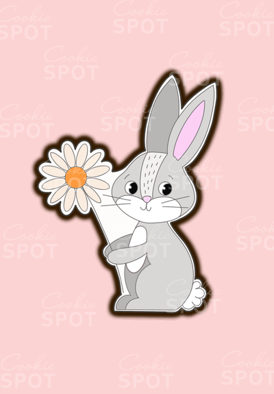 bunny flower cookie cutter easter floral 3d print model - Mito3D