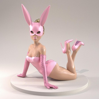 conejito niña Pascua Resurrección mujer figurilla 3d escultura impresión modelo personaje Moda anime 3d print model - Mito3D