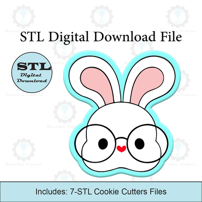 bunny glasses cookie cutter stl file easter cutters 3d print model - Mito3D