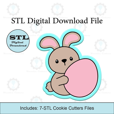 bunny holding egg cookie cutter stl file easter cutters 3d print model - Mito3D