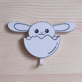 bunny key hanger movable ears cute towel fun funny stl printable wall hook toy gadget mechanism easter rabbit functional cura file 3d 3d print model - Mito3D