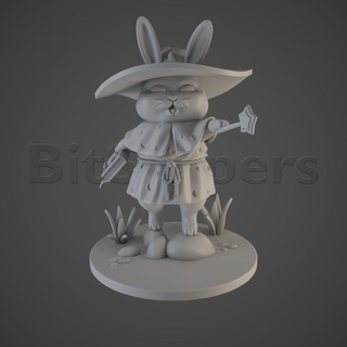 bunny mage cute figure game rpg star wizard magic rabbit miniature moon role playing tabletop magical 28mm dnd dungeons dragons 3d print model - Mito3D