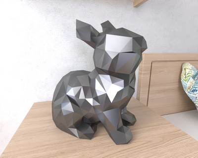 bunny rabbit lowpoly animal geometric origami art sculpture statue faceted decorative model wall low poly fantasy 3d print model - Mito3D