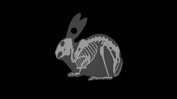 lapin squelette porte clés cultes pâques silhouette pochoir drôle cool animal Oeuf Pâques libre 3d print model - Mito3D