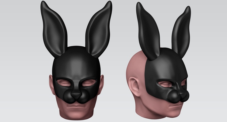 bunnygirl rabbit mask cute bunny fashion halloween masquerade dress up hotsale long ear masks black white upper face ball party 3d print model - Mito3D