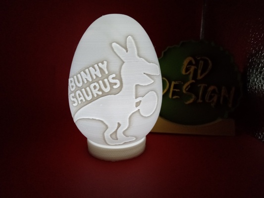 bunnysaurus easter egg fillable or tealight reading light party nightlight office kids room art decor man cave she candy 3d print model - Mito3D