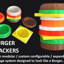 burger stacker home unique toy storage box stacking resolution organization organisation office novelty multicopter household hamburger ham fun expandable design customized cosplay container configurable 3d print model - Mito3D