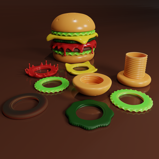 Burger espace rangement Solution modèle souple facile impression table jouet flexi couche Couleur séparé fil boîte casier caché 3d print model - Mito3D